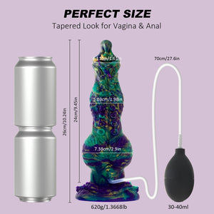 10.24 '' Squirting Monster Dildo Fantasy Ejaculating Dog Knot Penis,Silicone Realistic Tentacle Dildo Dragon Cock W/Enema Bulb,T