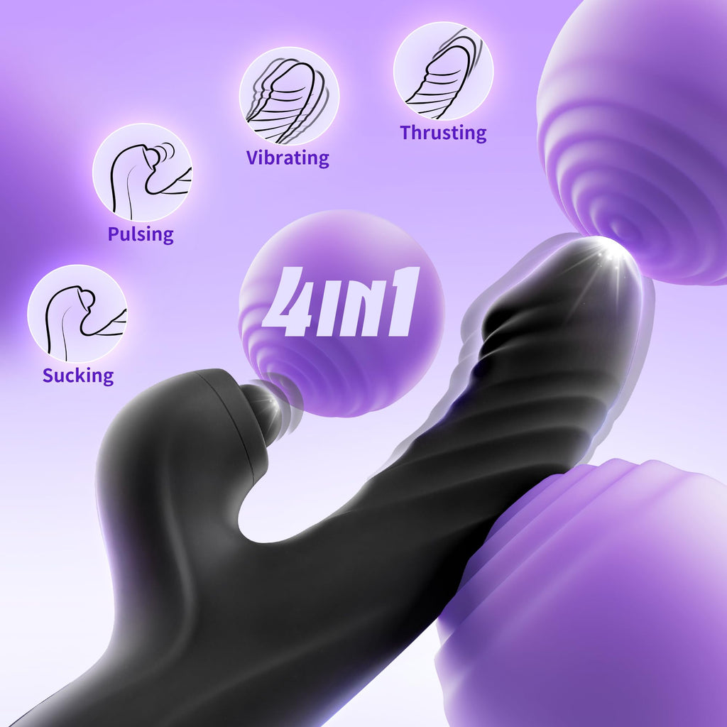 Vibrator Sex Toys for Women - Rabbit Vibrator with 10 Vibrating 7 Thrust Modes with Licking, G Spot Vibrator Clitoral Vibrators