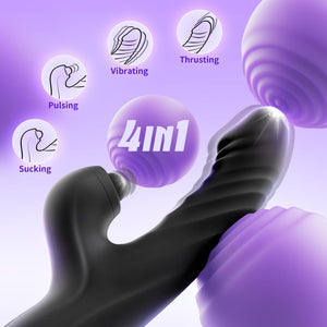 Vibrator Sex Toys for Women - Rabbit Vibrator with 10 Vibrating 7 Thrust Modes with Licking, G Spot Vibrator Clitoral Vibrators