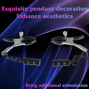 BDSM Nipple & Clit Clamps for Couples, Adjustable Adult Toys for Womens Sexual Pleasure, Bondage Accessories