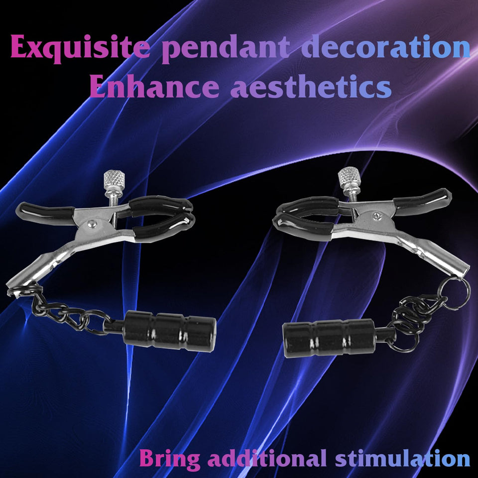 BDSM Nipple & Clit Clamps for Couples, Adjustable Adult Toys for Womens Sexual Pleasure, Bondage Accessories
