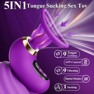 Gasevimo Sex Toys for Women Vibrator - 5IN1 Adult Toys Sucking Vibrator Rose Sex Toy, 3 Sucking, 9 Tongue Licking & Vibrating Se