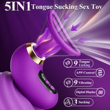 Gasevimo Sex Toys for Women Vibrator - 5IN1 Adult Toys Sucking Vibrator Rose Sex Toy, 3 Sucking, 9 Tongue Licking & Vibrating Se