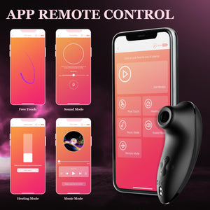 Heating Sucking Vibrator Women Sex Toy - Rose Pulse Pure Sucker APP Remote Clitoral Vibrator with 5 * 5 Suction, Wide Opening Su