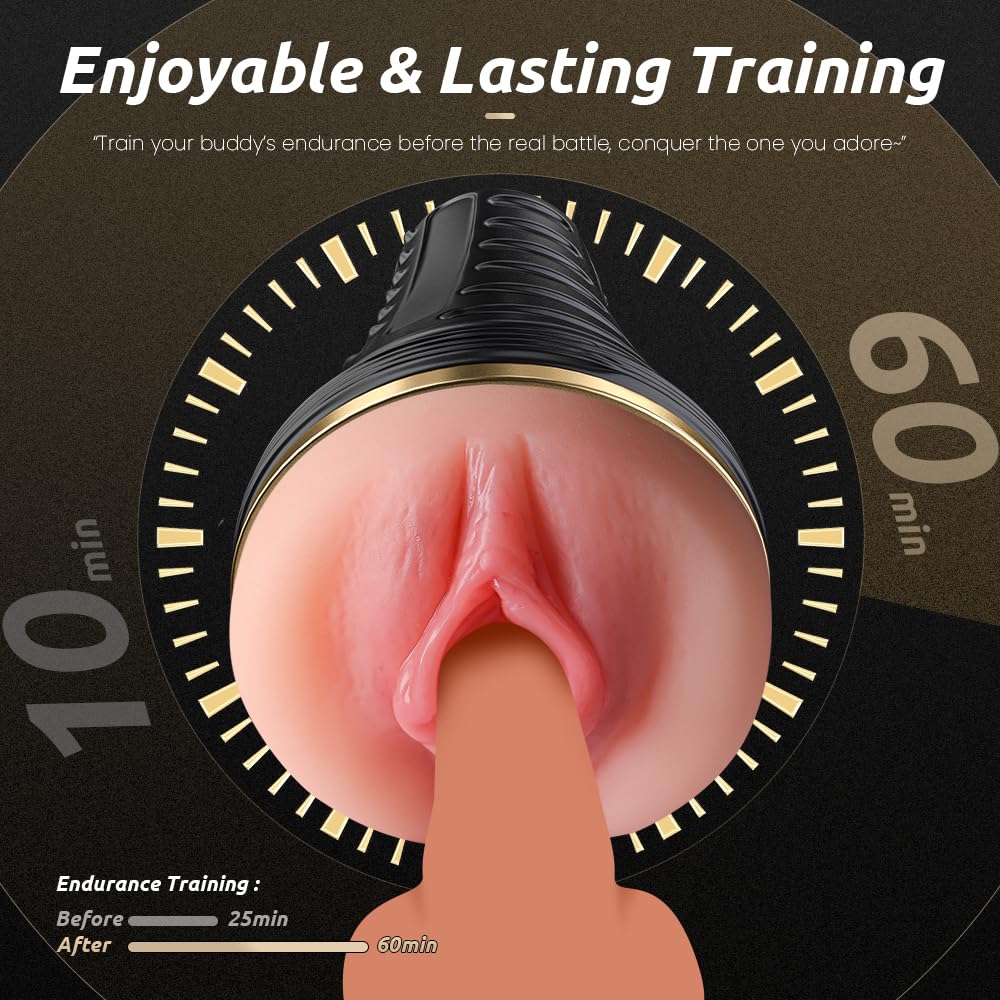 Male Masturbator,Kingdemer Realistic Pocket Pussy Vagina Textured with 7.5in Depth Lifelike Soft and Fleshy Texture,Penis Traini