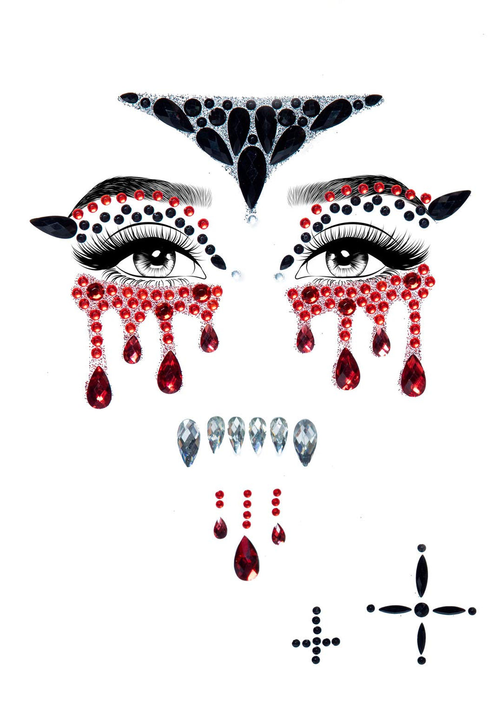 Vampire Adhesive Face Jewels S - O/S / Multicolor