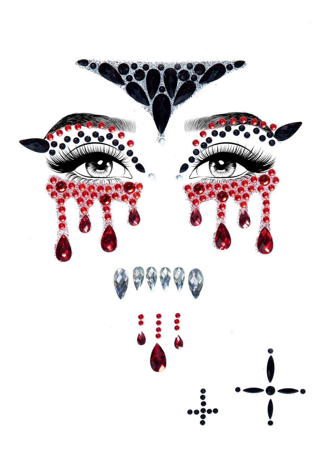 Vampire Adhesive Face Jewels S - O/S / Multicolor