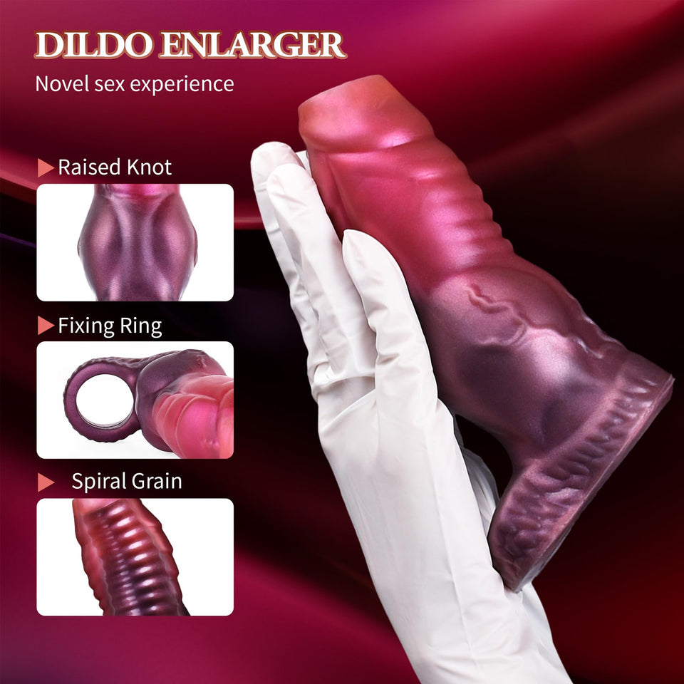 Penis Sleeve for Small Size Animal Cock Sleeve Girth Extension Sex Toys for Men, Pink Silicone Penis Ring Delay Ejaculation Enha