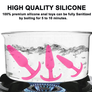 Anal Butt Plug for Comfortable Long-Term Wear 3Pcs Silicone Sex Toys with Flared Base Anal Butt Trainer Kit for Beginners Advanc