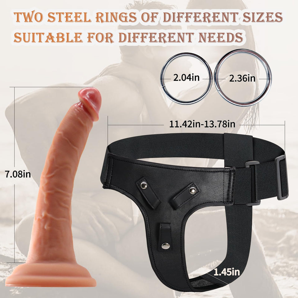Strap on Dildo Harness Adult Sex Toys for Lesbian, Adjustable Soft Realistic Silicone Dildos with Strapon, Detachable G Spot Sti