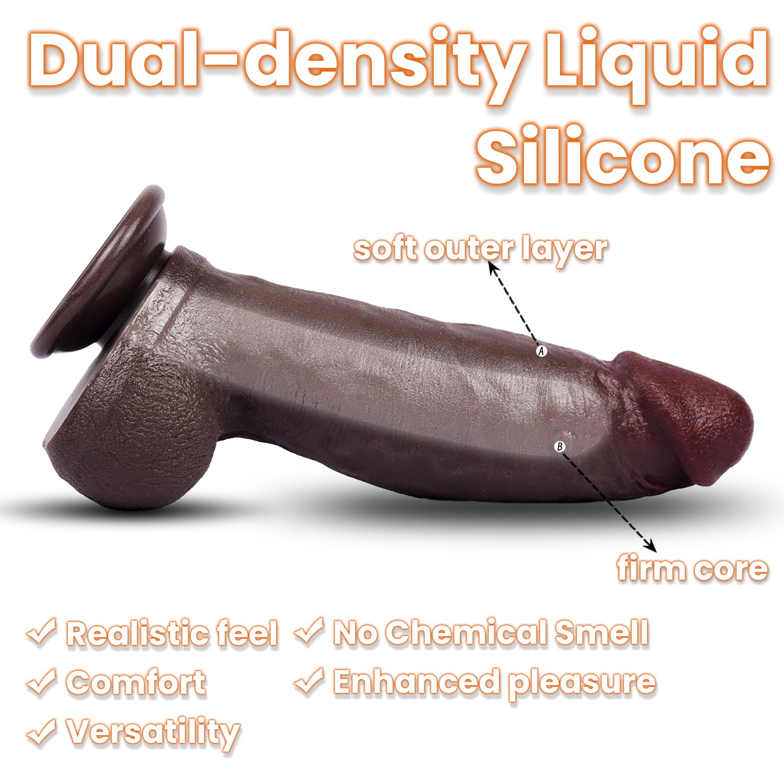 8 '' Huge Thick Big Black Dildo - Tantastar BBC Dual Density Silicone Anal Dildo, 7 '' Girthy Fat Giant Dildos with Suction Cup,