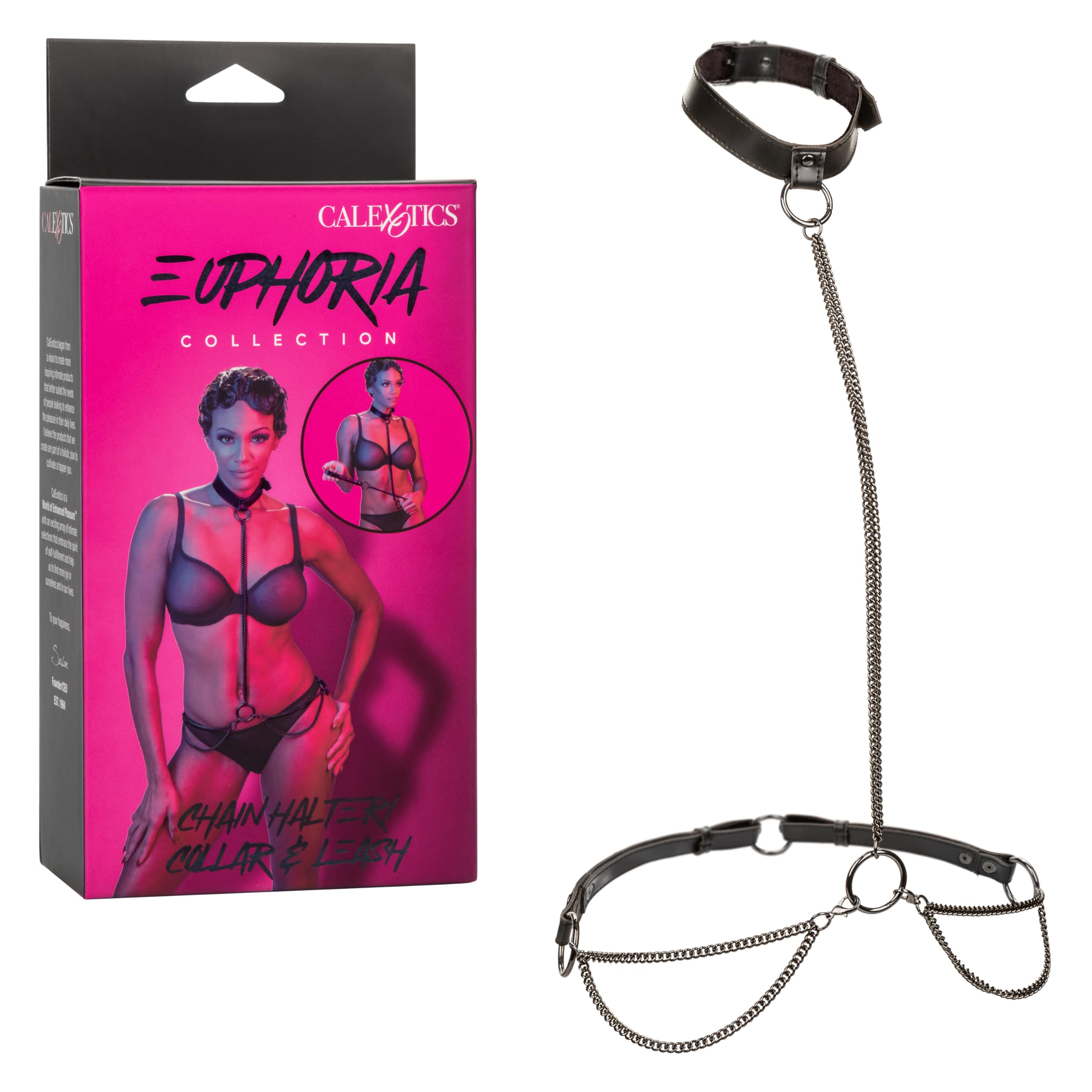 Euphoria Collection Chain Halter/Collar And Leash  - Black