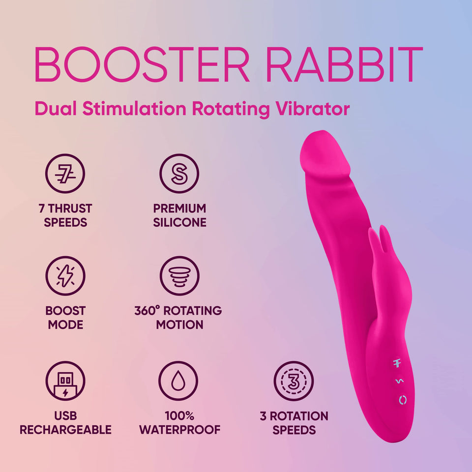 Femme Funn Booster Rotating Rabbit Vibrator  Waterproof Usb Rechargeable Vibrator 7 Speeds  360 Degree Rotation  Clitoral Sti