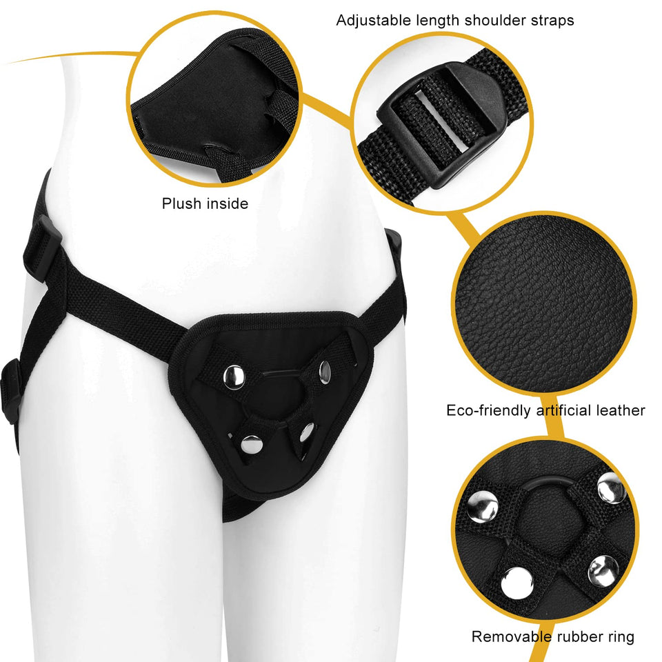 9 inch Strap on Dildo with Harness, Wearable Realistic Silicone Dildo Adult Sex Toy for Female Masturbation Women Gay, Flesh