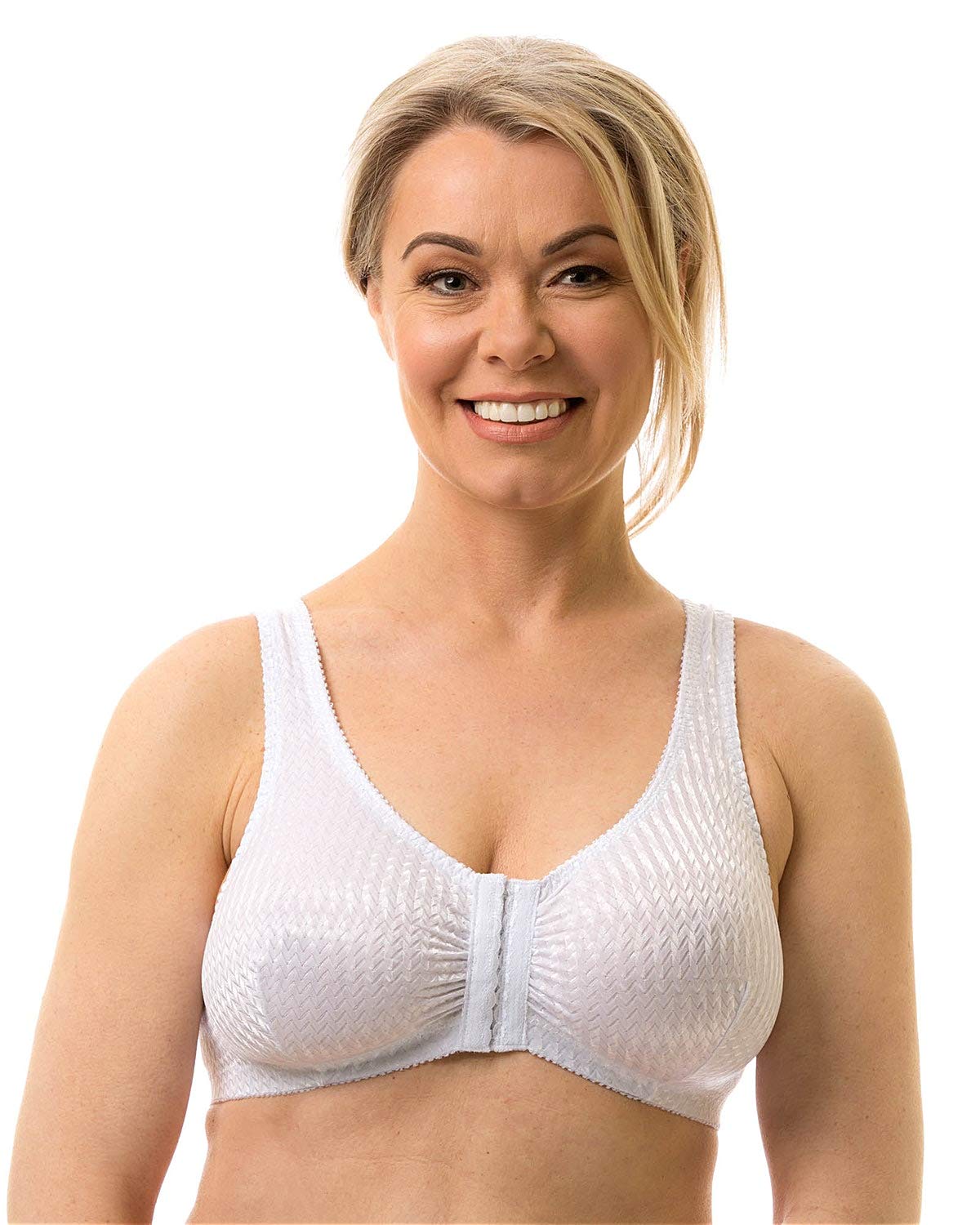 Carole Martin Full-Freedom Comfort Front Closure Bra for Women, Wireless (38, White)