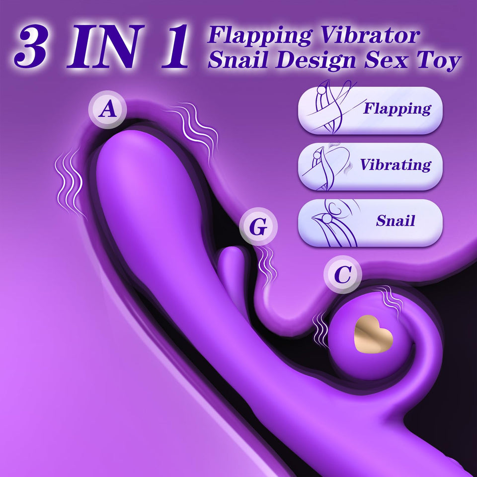 Flapping G Spot Vibrator Dildo: Rabbit Adult Toys with 10 Vibration 7 Flapping, Silicone Waterproof Personal Vibrator for Clitor