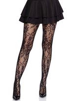 Seamless chantilly floral lace tights.