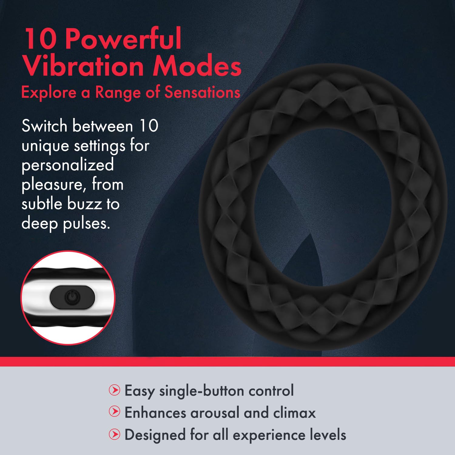 Forto F-15: Silic Vibrating Cockring Bk