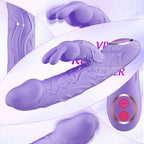 FIDECH Womens Sex Toys Vibrator, Realistic Textured G Spot Anal Vibrators Rabbit Dildo, Lavender Female Vibradores with Dual Mot