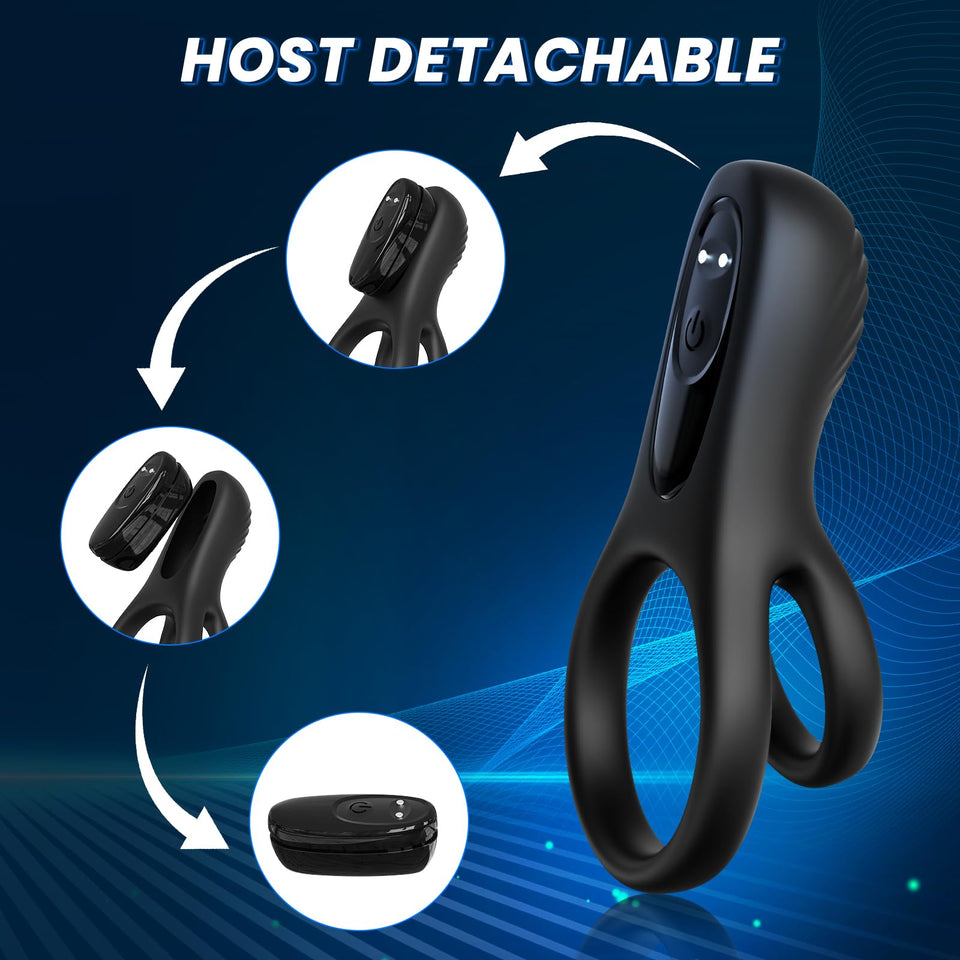 Vibrating Cock Ring with Clitoral Stimulator, Silicone Penis Ring Vibrator with 9 Vibration Modes, Rechargeable Adult Sex Toys &