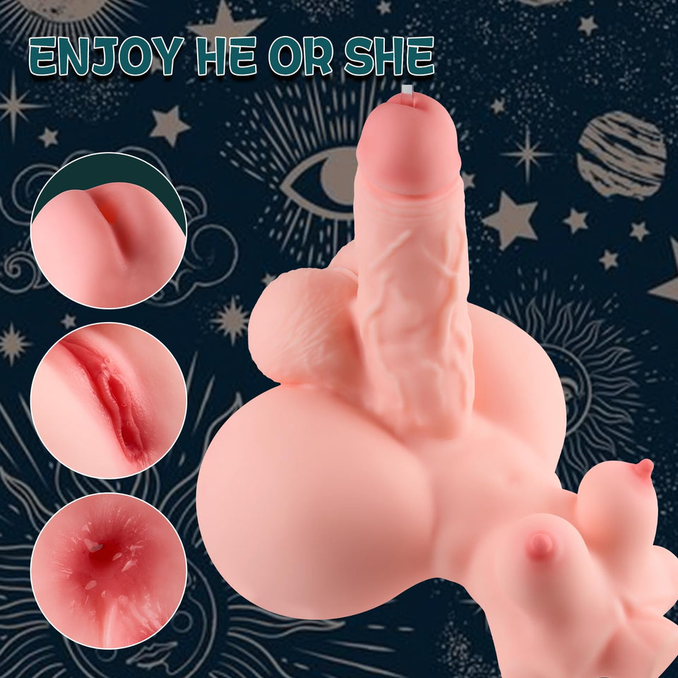 HSOUELA 15lb Dildo Pussy Shemale Sex Doll Trans Sex Toy,3 in 1 Sex Doll with Penis Penetrable Big Dildo Torso Lifelike Male Mast
