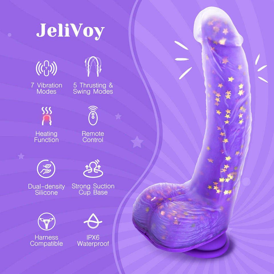 Tracy's Dog Thrusting Dildo Vibrator, 9.25'' Realistic G-Spot Stimulator, Heating, 5 Thrusting Swinging & 7 Vibration Modes, Sof