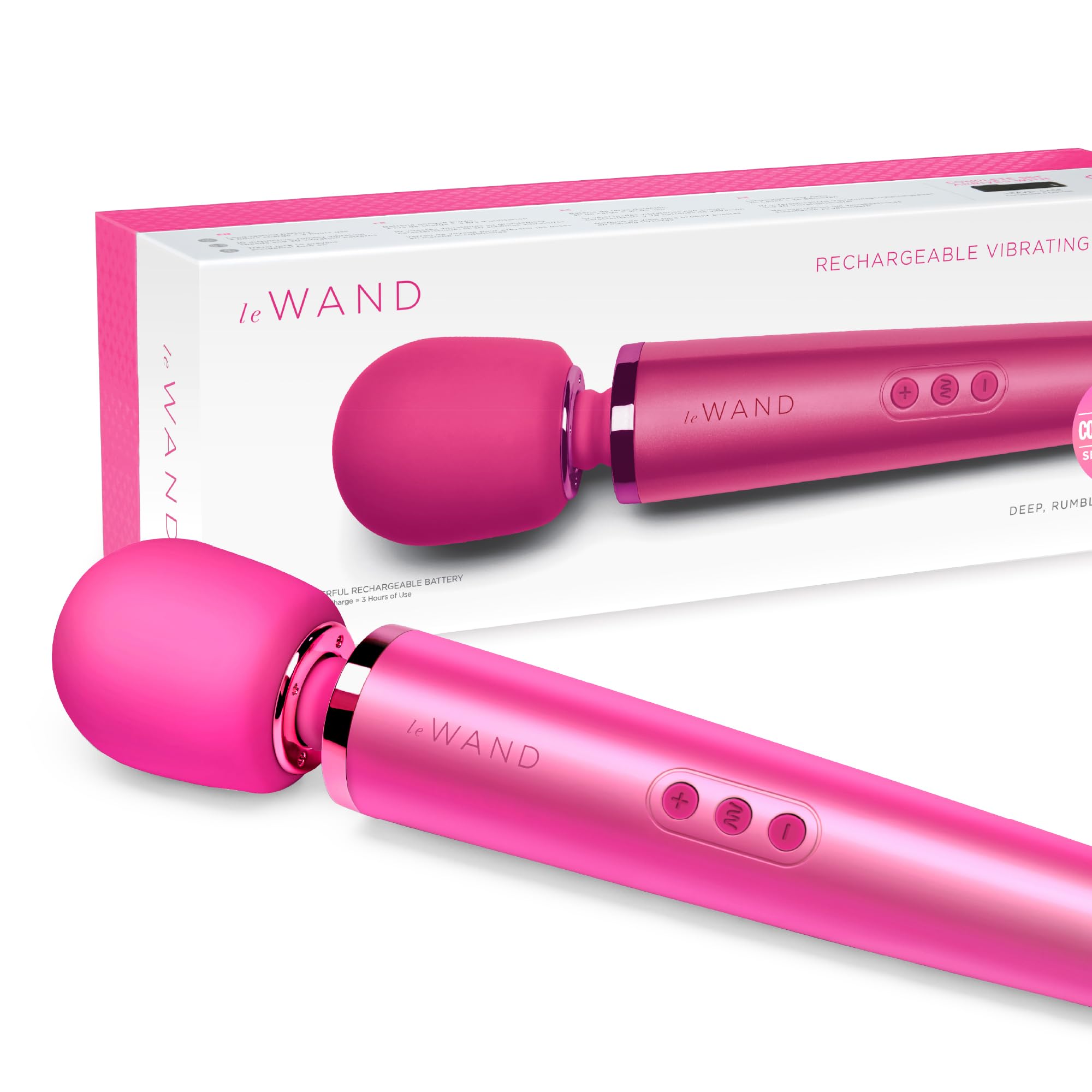 LE WAND - Wand Massager Rechargeable 10-Speed with 20 Vibration Patterns, Vibrator Wand - Magenta