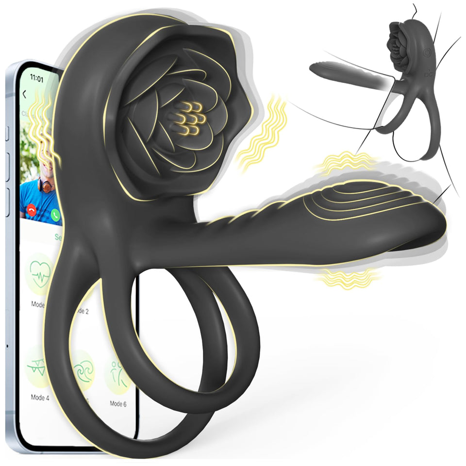 Penis Extender with G Spot Clitoris Penis Vibrator, Adult Men 's Women 's Sex Toys, Silicone Cock Ring Vibrator for Men, 4 in 1