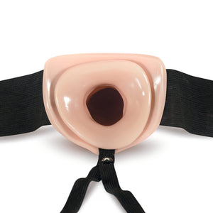 Blush Novelties Dr. Skin 7 Inch Hollow Strap On Dildo & Elastic Waistband Harness, Sex Toy For Women, Sex Toy For Adults, Vanill