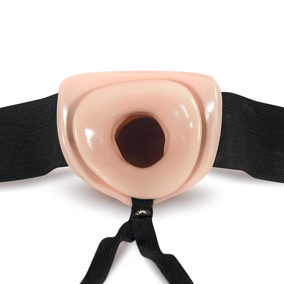 Blush Novelties Dr. Skin 7 Inch Hollow Strap On Dildo & Elastic Waistband Harness, Sex Toy For Women, Sex Toy For Adults, Vanill