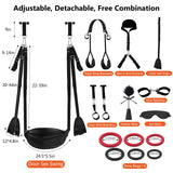 Adult Sex Toys BDSM Door Sex Swing with Seat, 9 Pcs Sex Toys Bondage Set with Penis Ring, Eye Mask, Feathers Whip, DIY Bondage S