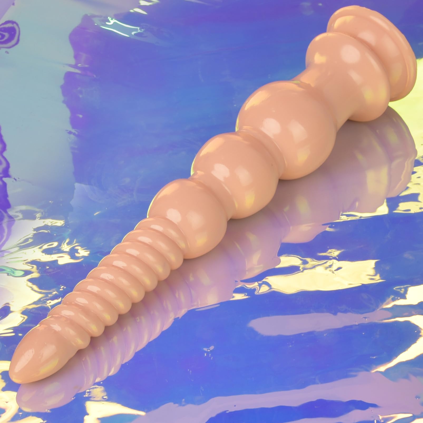 MEBAULT 12.4 inch Anal Beads Trainer with Suction Cup Flesh Butt Plug Cone Anal Stretcher Prostate Massager Dilator Sex Toy for