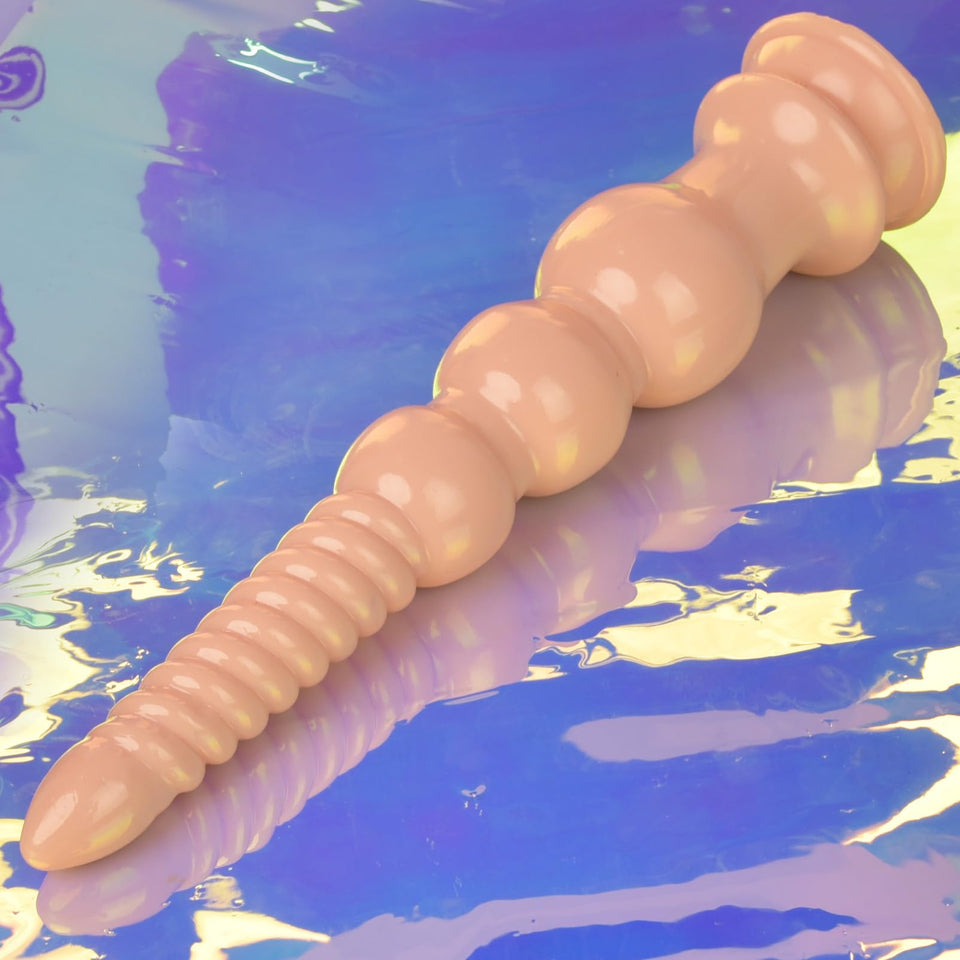 MEBAULT 12.4 inch Anal Beads Trainer with Suction Cup Flesh Butt Plug Cone Anal Stretcher Prostate Massager Dilator Sex Toy for