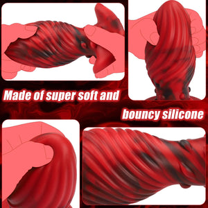 Super Big Anal Plug Liquid Silicone Butt Plug with Suction Cup Base for Experienced Player, Swirl Anal Toy Waterproof Butt Plug