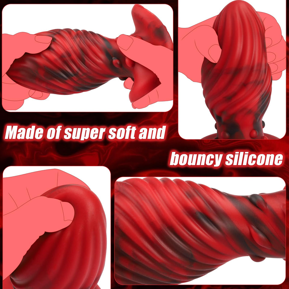 Super Big Anal Plug Liquid Silicone Butt Plug with Suction Cup Base for Experienced Player, Swirl Anal Toy Waterproof Butt Plug