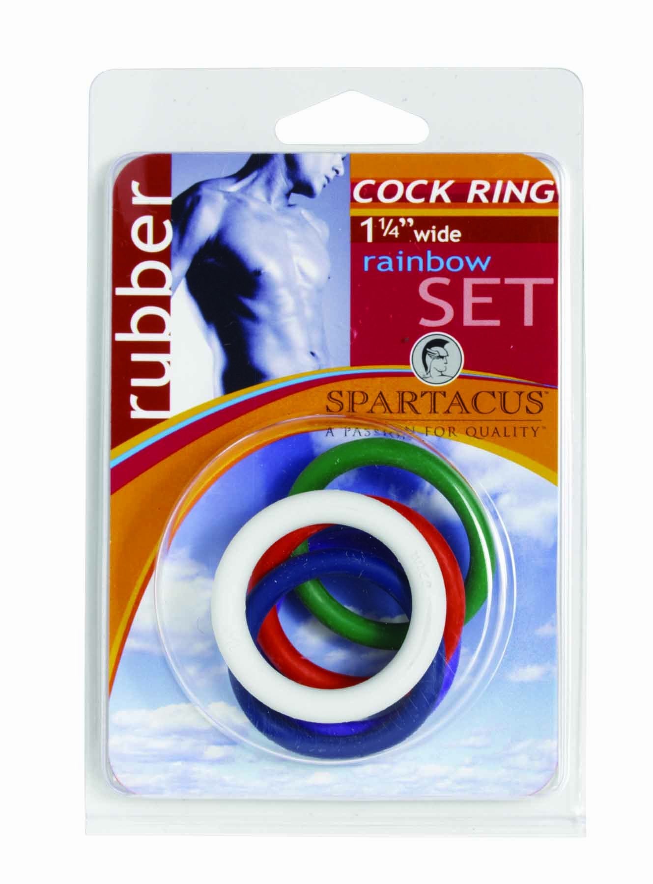 Spartacus Rubber Cock Ring, 1.25", 5 Multicolor Pack