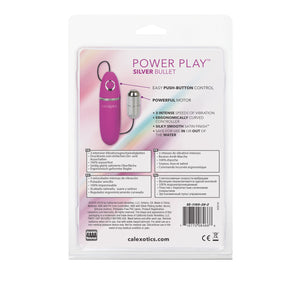 Calexotics Power Play Wired Remote Control Bullet Vibrator - Waterproof Sex Toys For Couples - Adult Vibe Egg Massager - Silver