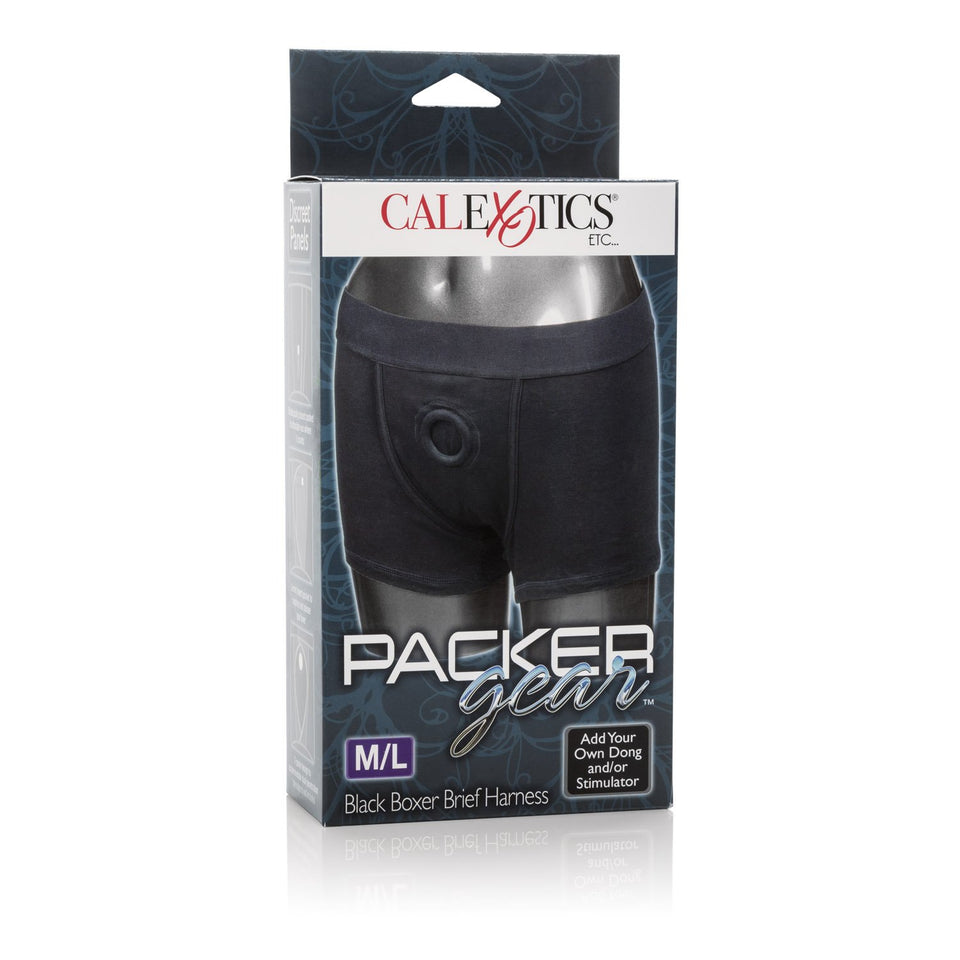 Calexotics Packer Gear Black Boxer Brief Harness - Adult Strap On Sex Toys For Couples,Multi,Medium/Large (Pack Of 1),Se-1576-10