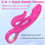 Ablushgirl Rabbit Vibrators G Spot Clitoral Vibrator, Upgraded Realistic Dildo Female Sex Toys with 10 Powerful Vibrations Nippl