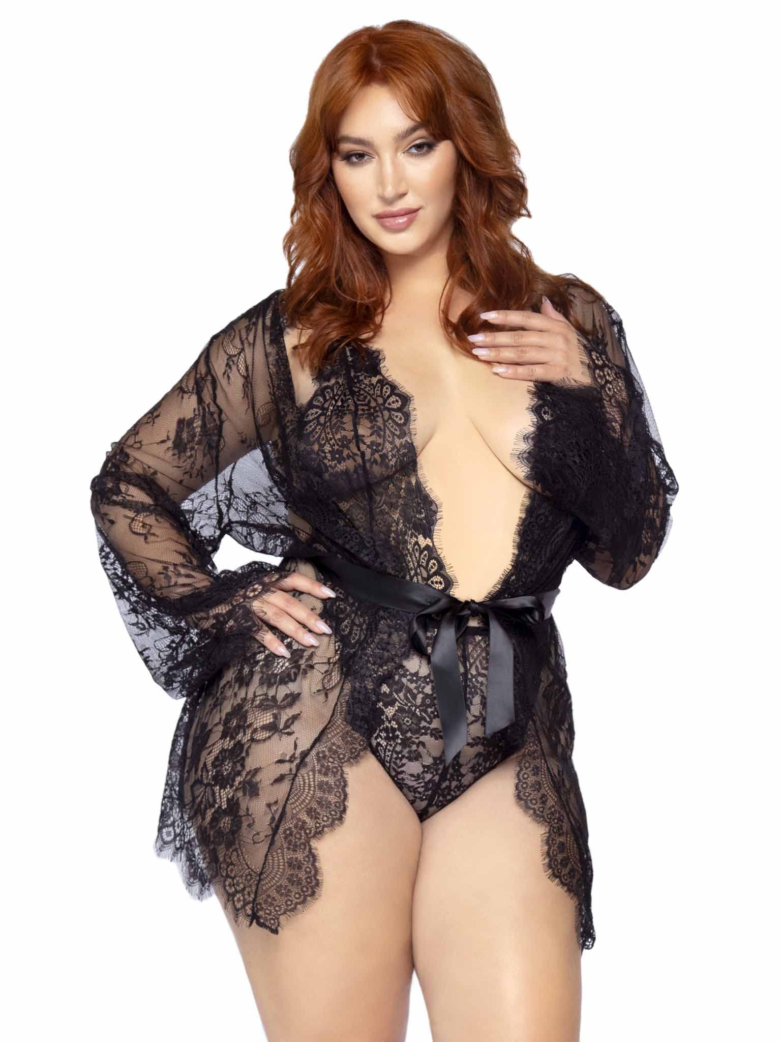 3 Pc Floral Lace Teddy With Ad