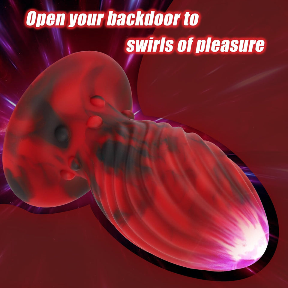 Super Big Anal Plug Liquid Silicone Butt Plug with Suction Cup Base for Advanced Player, Swirl Anal Toy Waterproof Butt Plug Kit