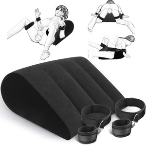 Sex Positions Pillow Sex Handcuffs Set Bondage-Handcuffs Wrist Cuffs Inflatable Lumbar Support Pillow Bed Restraints-Sex Pillow