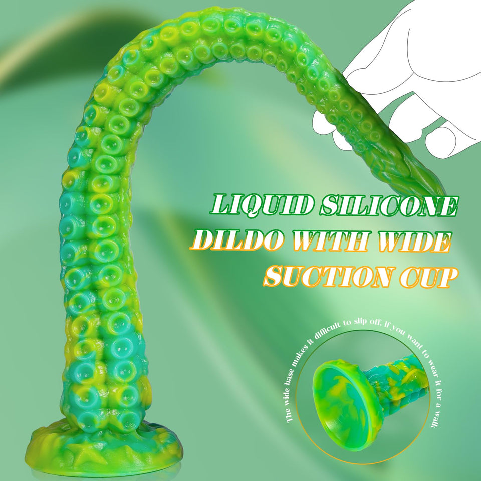 Long Tentacle Dildo Sex Toys: 22 '' Luminous Huge Monster Dildo with Suction Cup, Liquid Silicone Large Anal Plug with Octopus D