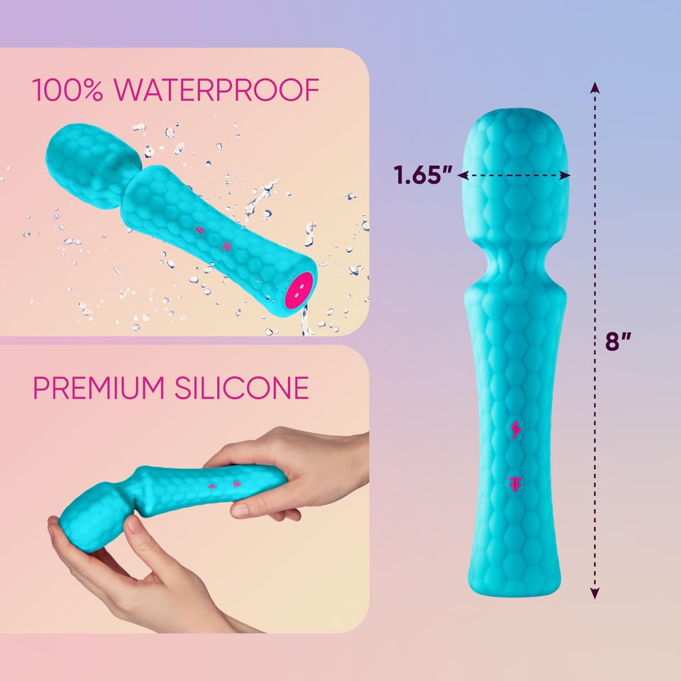 Femme Funn Ultra Wand Vibrator for Adults - Soft Silicone, Aqua, Regular - Waterproof Sex Toys with Multiple Vibration Patterns,