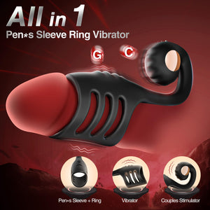 FYSHAVO Penis Ring Vibrator for Couples - Vibrating Cock Ring Sleeve with Snail-Shaped Vibrator Male Sex Toys, 10 Modes Remote C