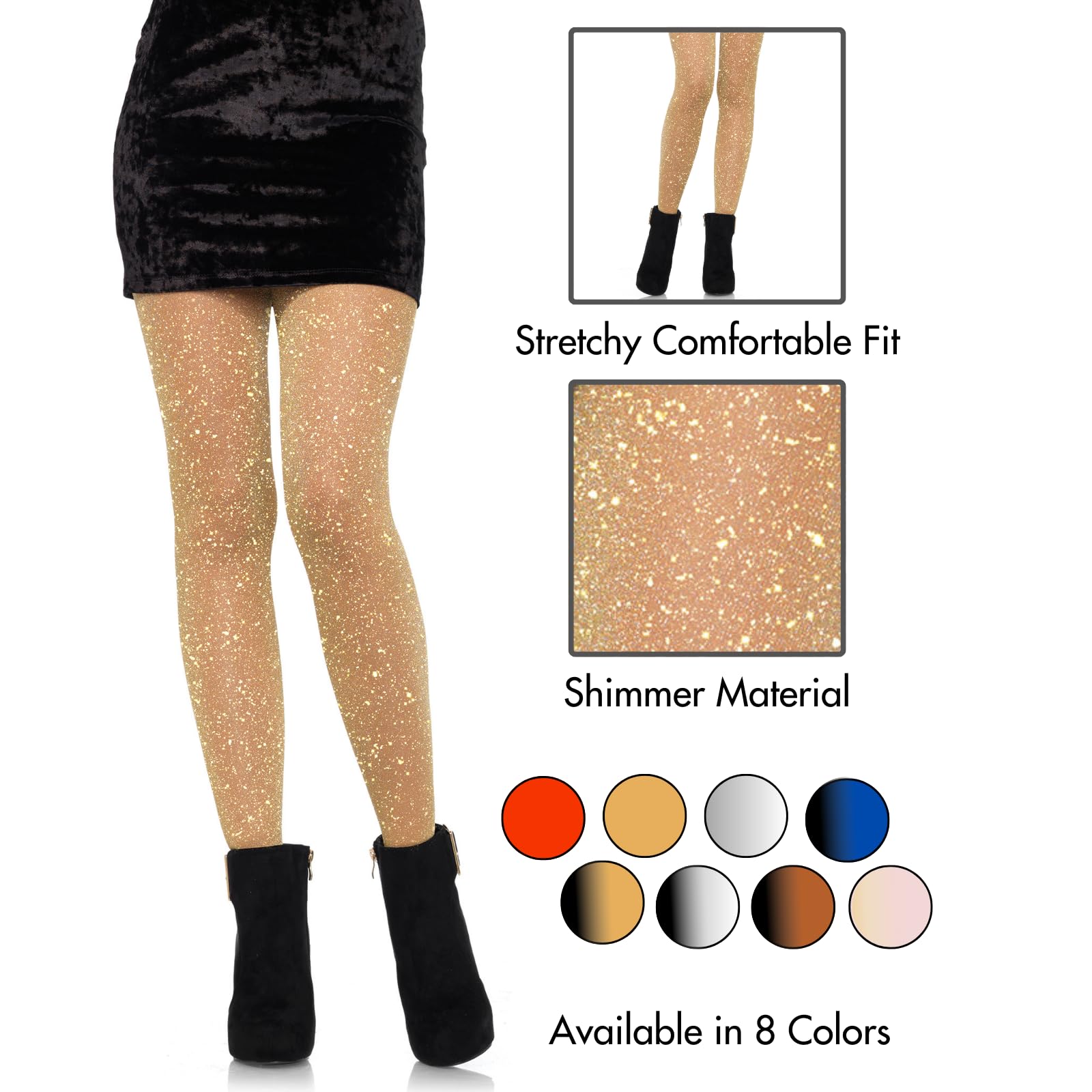 Leg Avenue Womens Lurex Shimmer Tights. Costume Accessories, Gold, One Size Us