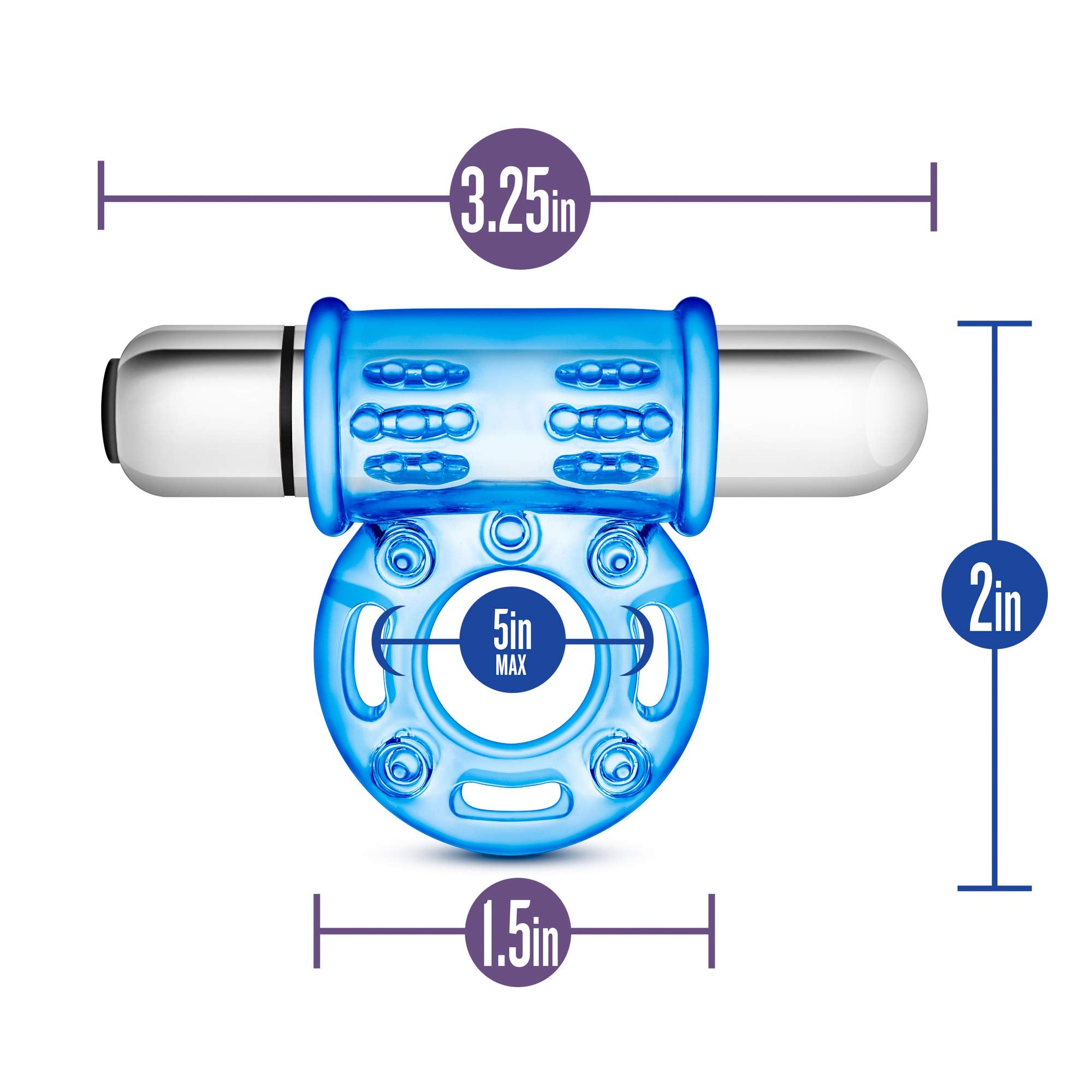 Blush Stay Hard 10 Function Vibrating Bull Cock Ring - Perform Like A Stud - Get Thicker, Longer, Harder, Bigger, Stronger Erections - Better Sex - Male Enhancement Sex Toy For Men, Couples - Blue
