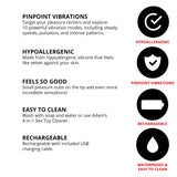 Adam and Eve 10 Function Silicone Rechargeable 10 Speed Finger Vibrator, Adjustable Stimulator, Insertable Bullet Sex Toy for Wo