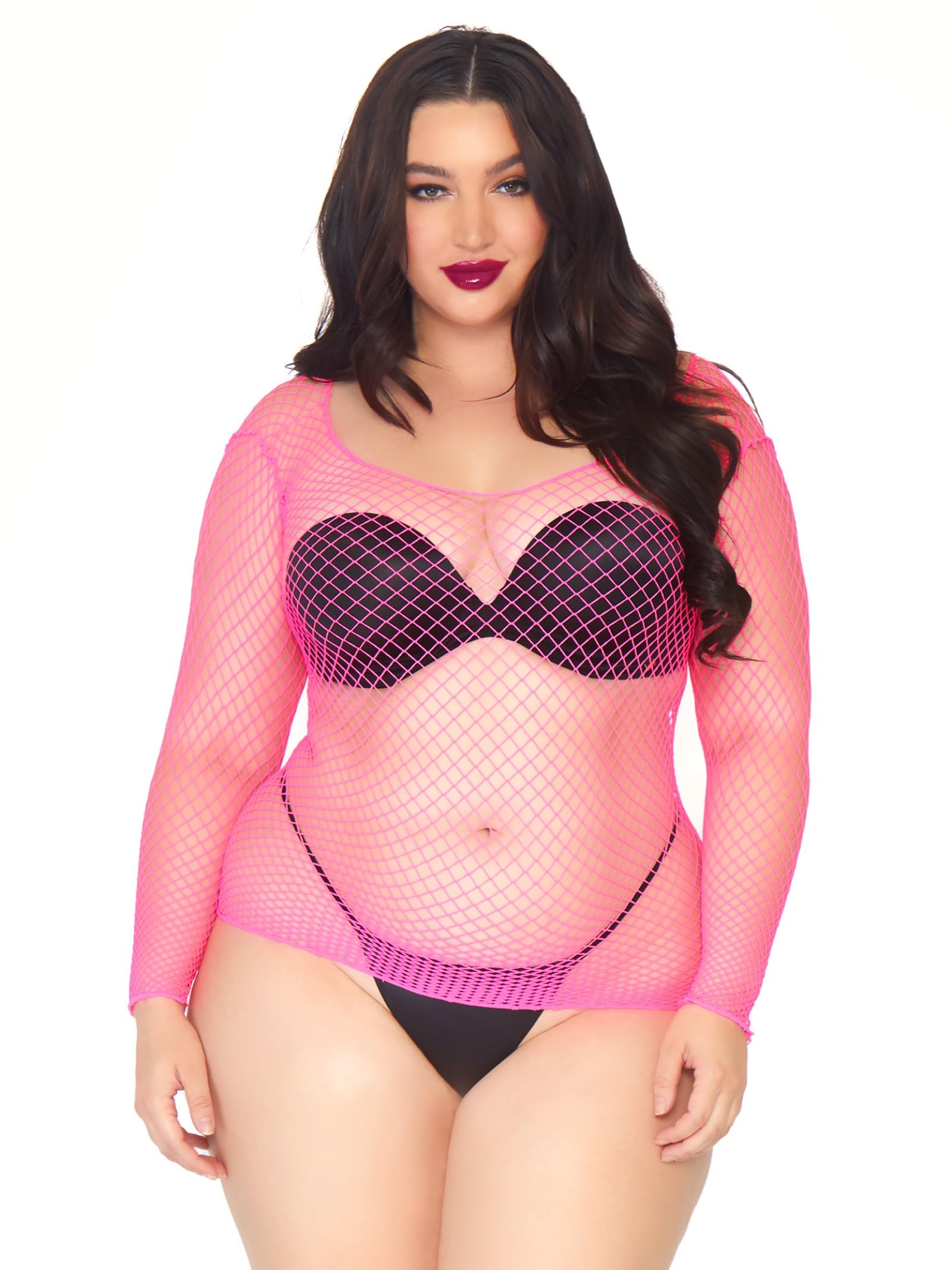 Leg Avenue Spandex Long Sleeved Industria Neon Pink Color