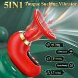Gasevimo Vibrator Adult Sex Toys for Women - 5IN1 Sucking Vibrator Rose Sex Toy, 3 Sucking, 9 Tongue Licking & Vibrating Adult S